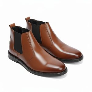 Tan Leather Chelsea Boots Men's Polished Slipon Dress