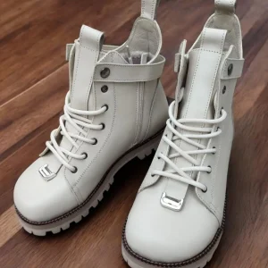 Burgundy Leather Combat Boots For Women Custom Winter