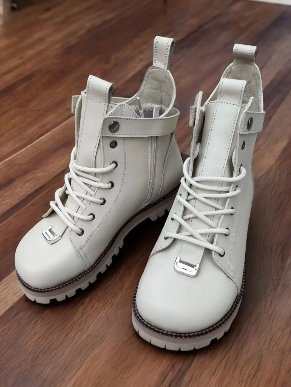 Burgundy Leather Combat Boots For Women Custom Winter