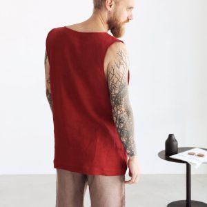 Mens Sleeveless Linen T Shirt Singlet Summer For