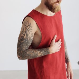 Mens Sleeveless Linen T Shirt Singlet Summer For