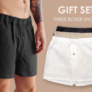 Gift Set Of Mens Linen Underwear Boxer Shorts