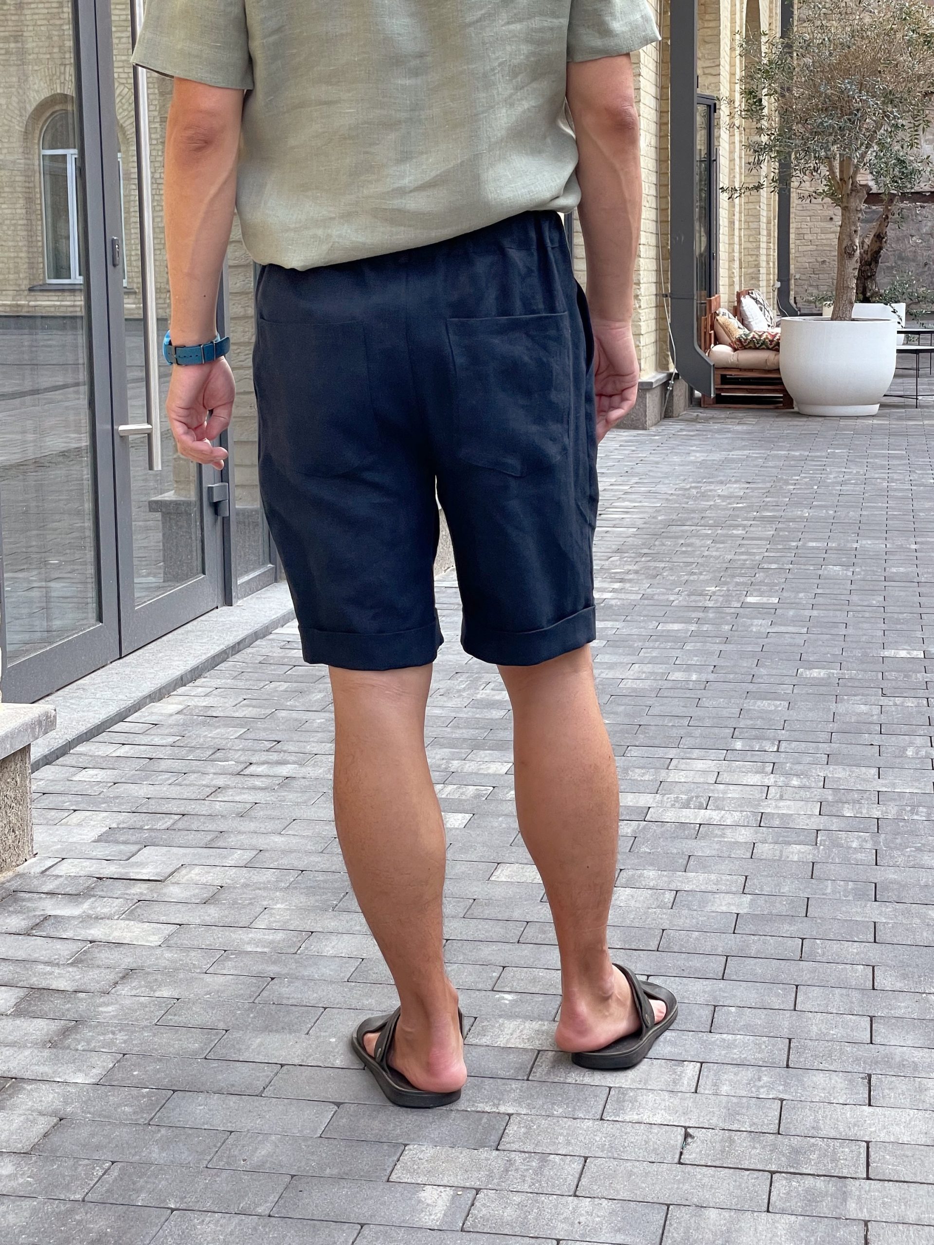 Mens Linen Shorts With Pleats Pleated For Men