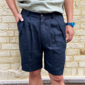 Mens Linen Shorts With Pleats Pleated For Men