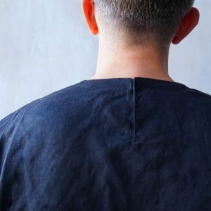 Mens Linen T Shirt Oversized Black Wide Sleeve