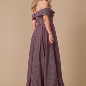 Long Off Shoulder Glitter Prom Dress Black