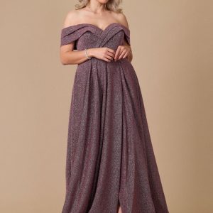 Long Off Shoulder Glitter Prom Dress Black