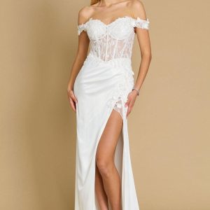 Fitted Corset Off The Shoulder Formal Prom Dress