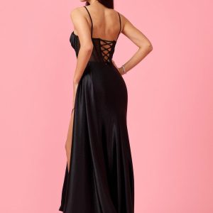Long Cowl Corset Formal Prom Dress
