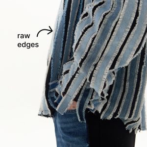 Frayed Striped Pullover Ribbons From Recycled Denim Handmade