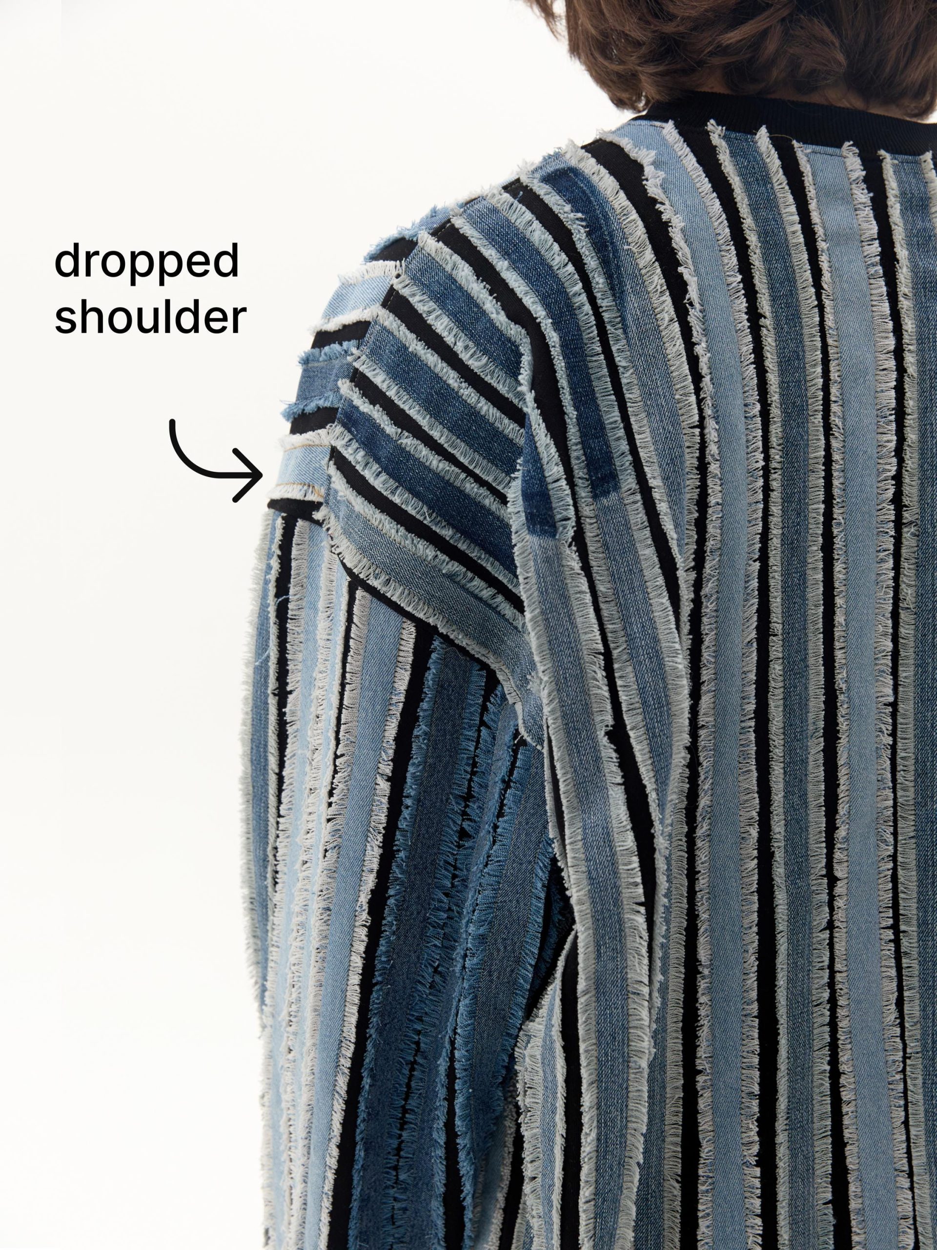 Frayed Striped Pullover Ribbons From Recycled Denim Handmade