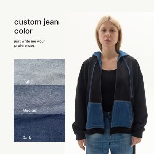 Upcycled Hoodie: Lightweight Black Cotton Zipup Sweatshirt Hood