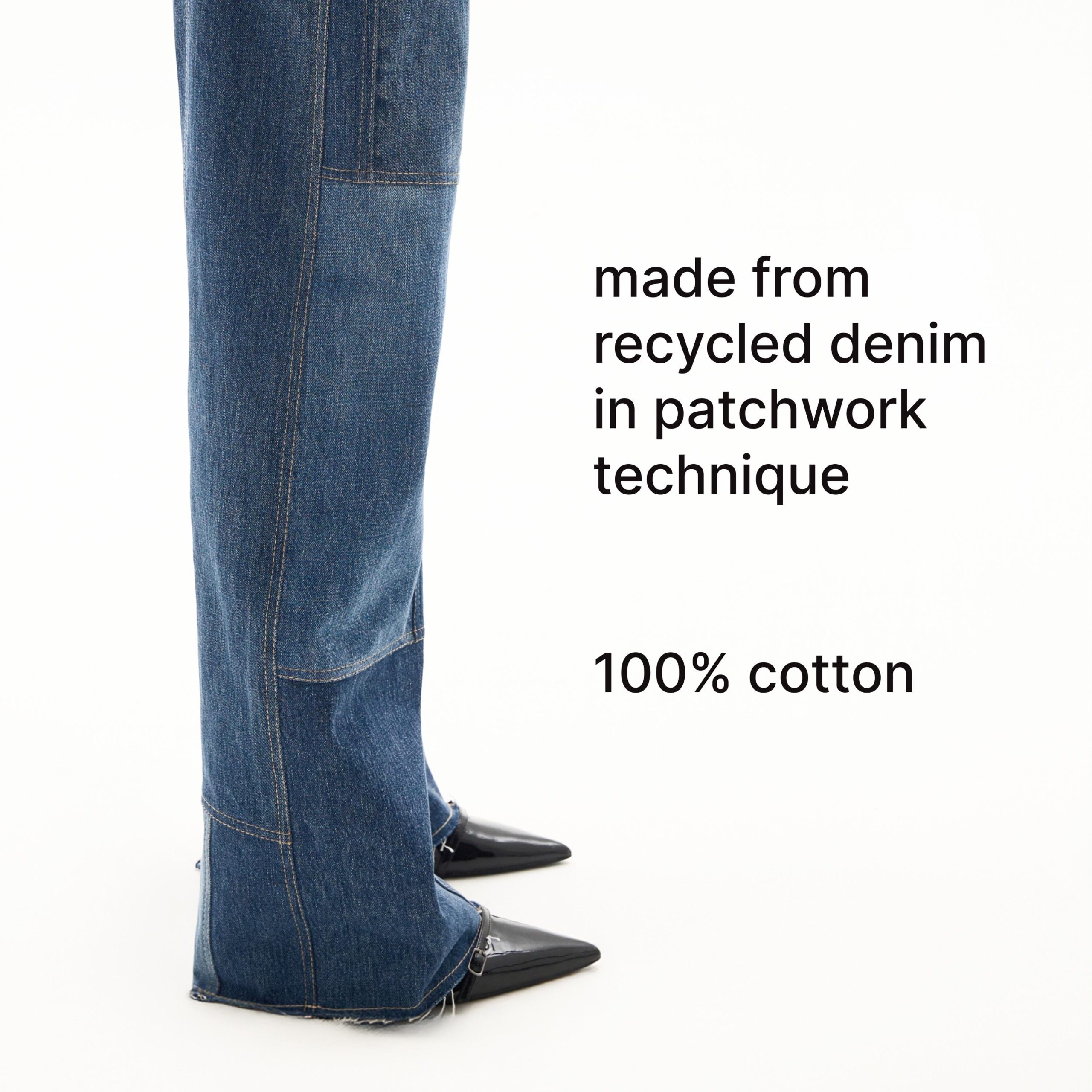 Upcycled Patchwork Denim Jeans Relaxed Fit Straight Leg