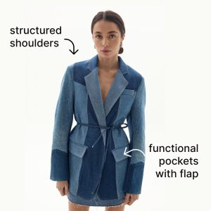 Upcycled Denim Patchwork Blazer: Women's Jean Jacket