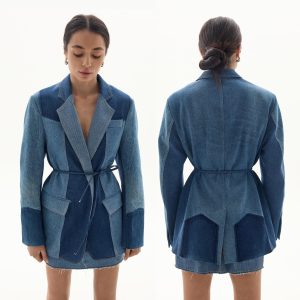 Upcycled Denim Patchwork Blazer: Women's Jean Jacket