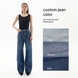 Upcycled Patchwork Denim Jeans Relaxed Fit Straight Leg