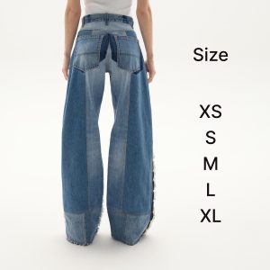 Upcycled Patchwork Jeans: Reworked Denim Midrise Baggy Wide