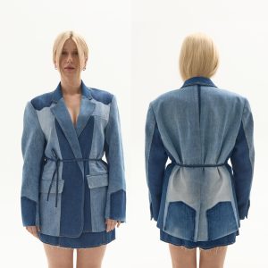 Upcycled Denim Patchwork Blazer: Women's Jean Jacket